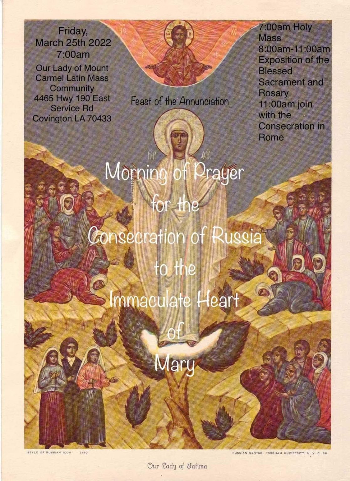 Morning Prayer For The Consecration Of Russia Our Lady Of Mount Carmel